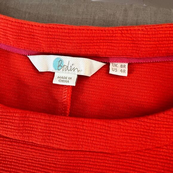 Boden Orange Jewel Neck 3/4 Sleeve Textured Pullover Sheath Dress Size 4R - Picture 9 of 13
